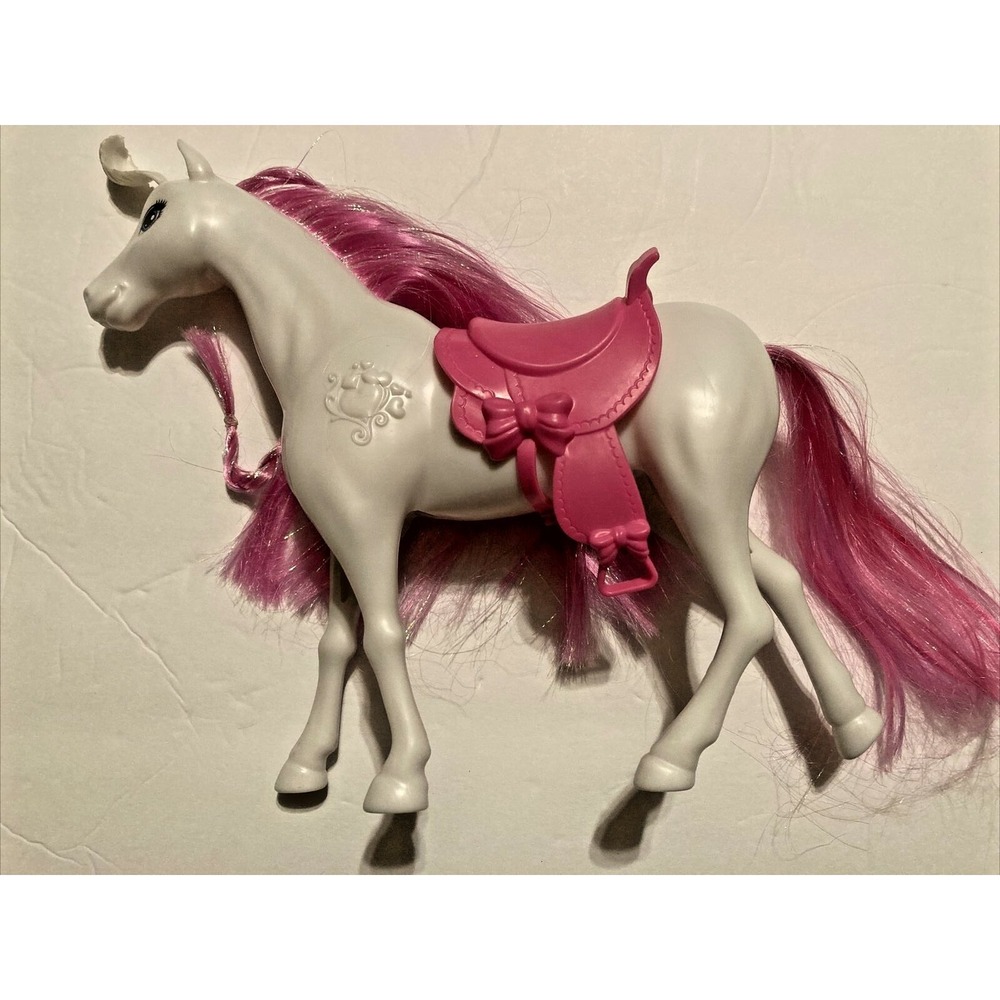 White Horse With Light Purple Pink Hair Unbranded Horse Toy